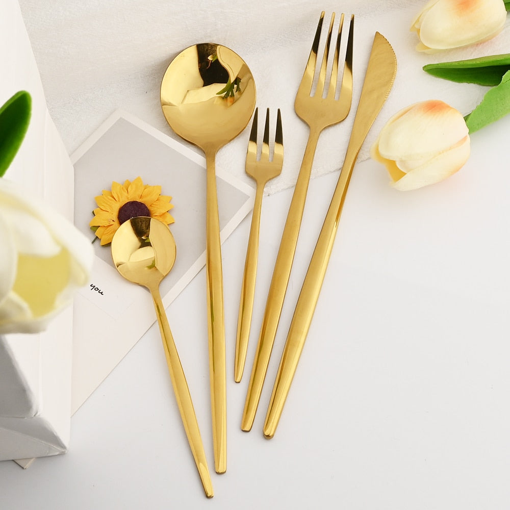 30Pcs Dinnerware Set Flatware Cutlery Set Stainless Steel Tableware