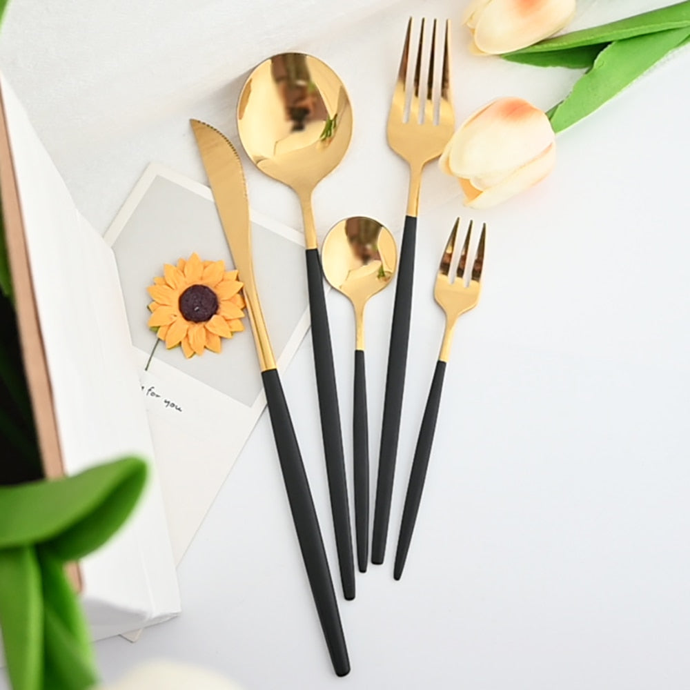 30Pcs Dinnerware Set Flatware Cutlery Set Stainless Steel Tableware