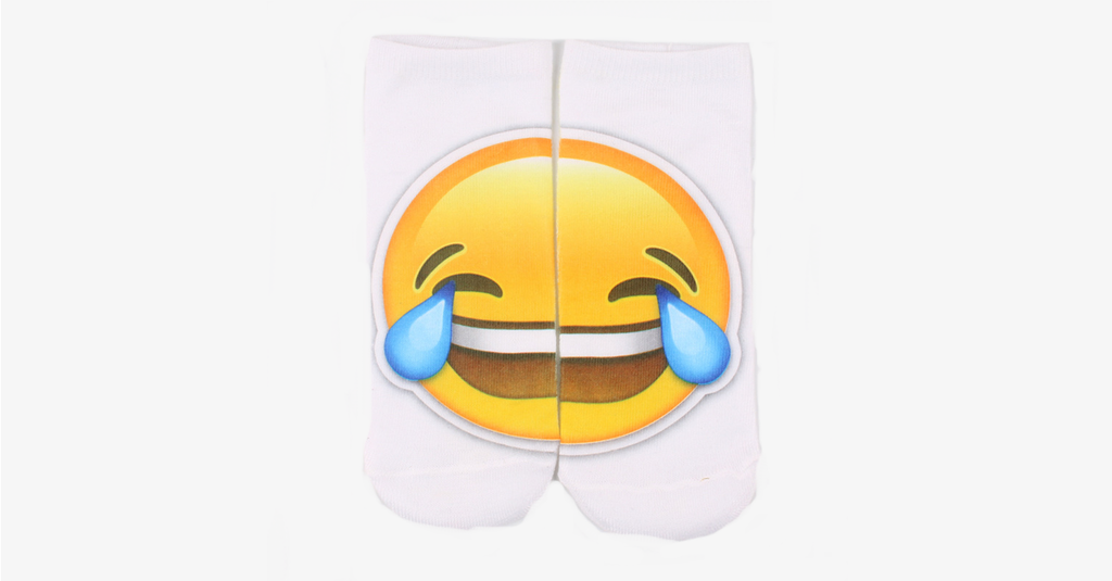 3D smiling emoji fashion one-sided print cotton socks