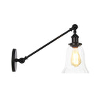 Black/Bronze/Brass 1 Light Wall Lighting Unit Vintage Clear Glass Bell Wall Lamp with Arm, 8"/12" Long