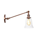 Black/Bronze/Brass 1 Light Wall Lighting Unit Vintage Clear Glass Bell Wall Lamp with Arm, 8"/12" Long