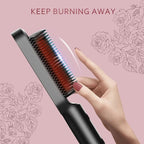 hair straightener with ceramic brush for fast & healthy styling