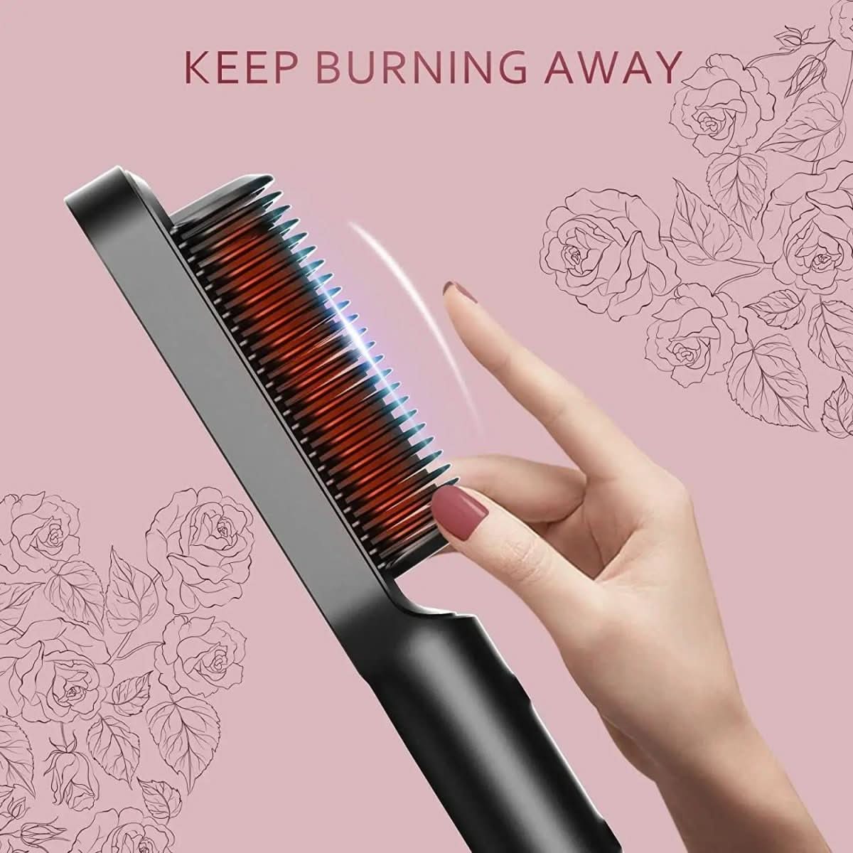 hair straightener with ceramic brush for fast & healthy styling