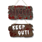 Halloween Door Sign – Wooden Look Plates with Pumpkin, Skull, and Witch Designs