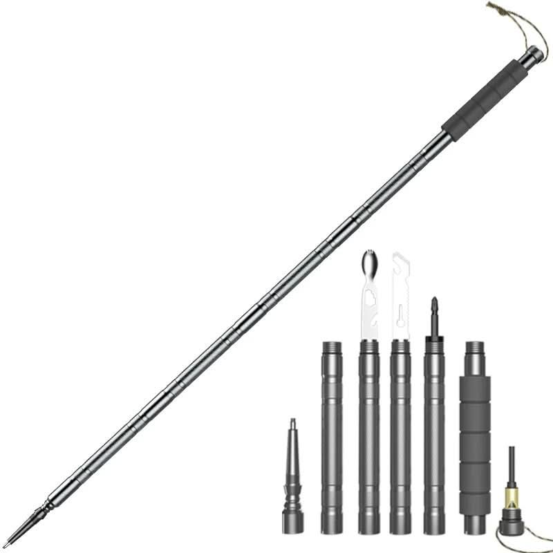 Tactical hiking pole with multi-tool function for outdoor & emergencies