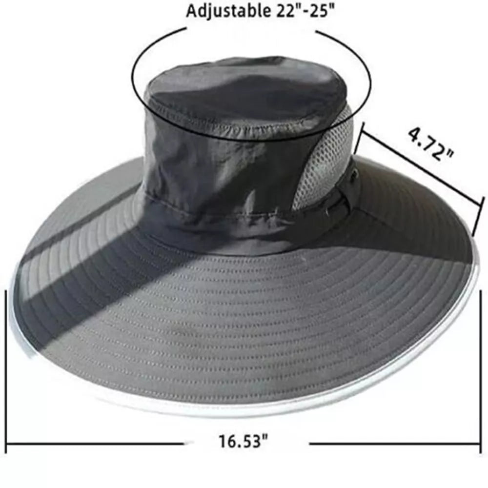 Wide Brim Solar Fan Outdoor Bucket Hat Solar & USB Charging