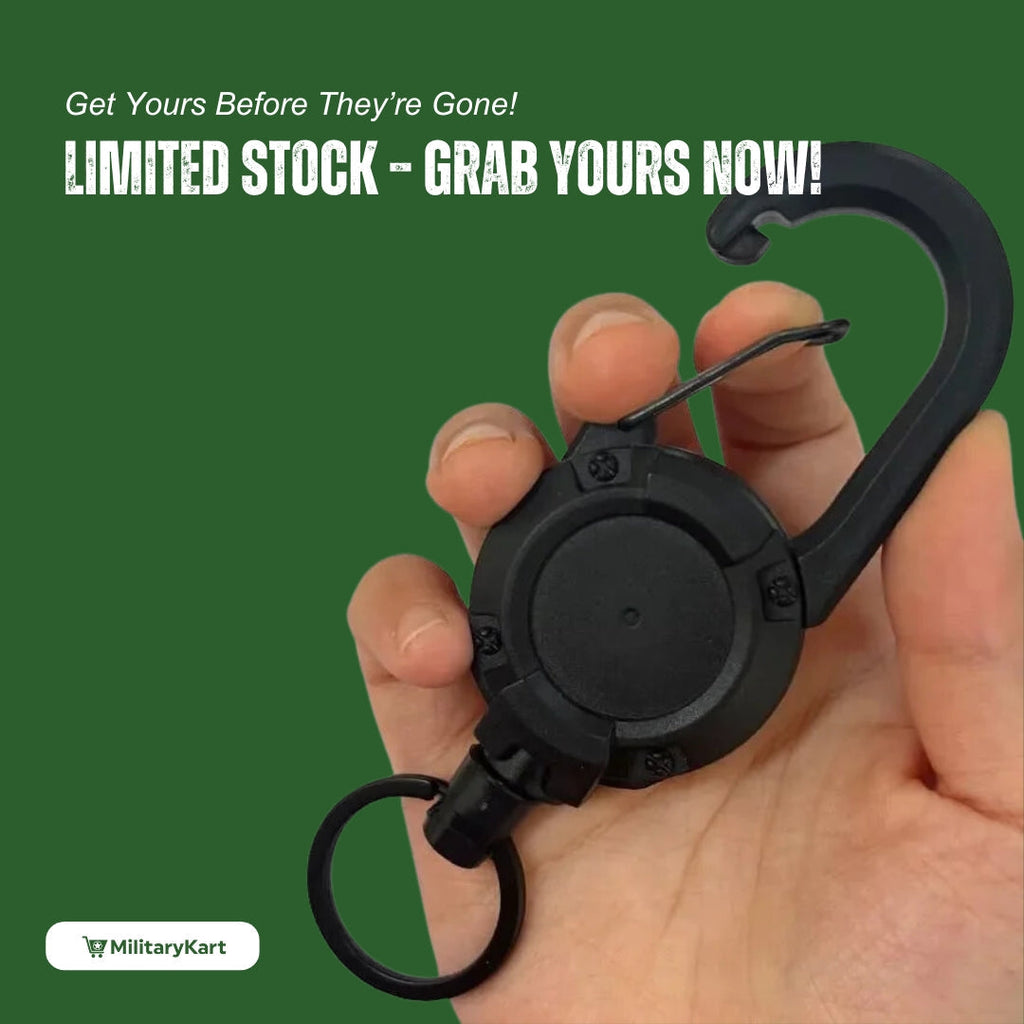 Heavy-Duty Tactical Retractable Keychain – Multi-Use Outdoor Carabiner Tool