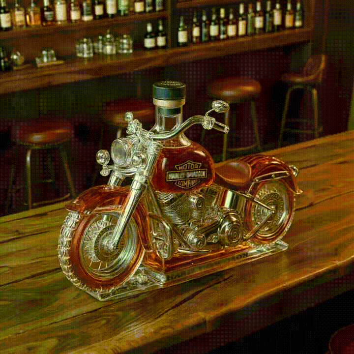 Retro Motorcycle Shape Glass Whiskey Bottle