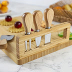 Wood cheese board with knife and fork – Elegant serving board for kitchen or dining room