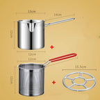 Stainless steel deep fryer with anti-scald handle & oil-saving design