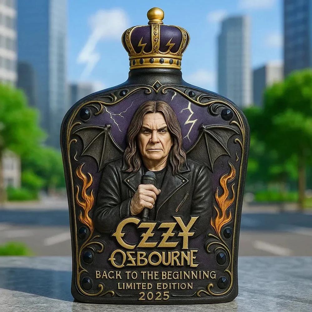 Ozzy Osbourne Embossed Glass Whiskey Bottle