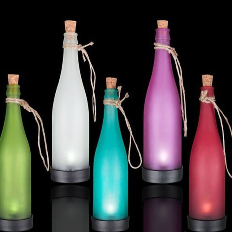 5 Piece Solar Wine Bottle Light Outdoor Decoration Plastic LED Hanging Light