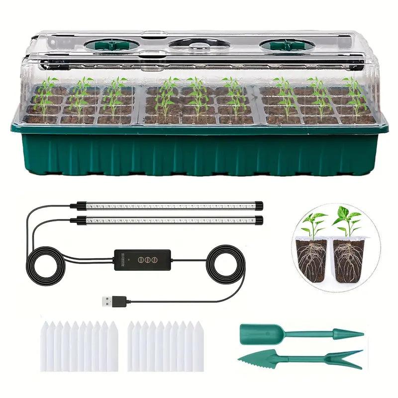 Growmida Indoor Growing Set | With LED Plant Light & Adjustable Humidity Cover | 36-Cell Seedling Station | Incl. Accessories