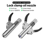 Powerful lock on grease connections with spring flex lines