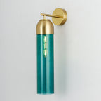 Modernist Tubular Wall Light Cream/Green Glass 1 Head Living Room Wall Lighting with Metal Arm