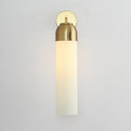 Modernist Tubular Wall Light Cream/Green Glass 1 Head Living Room Wall Lighting with Metal Arm