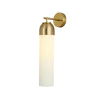 Modernist Tubular Wall Light Cream/Green Glass 1 Head Living Room Wall Lighting with Metal Arm