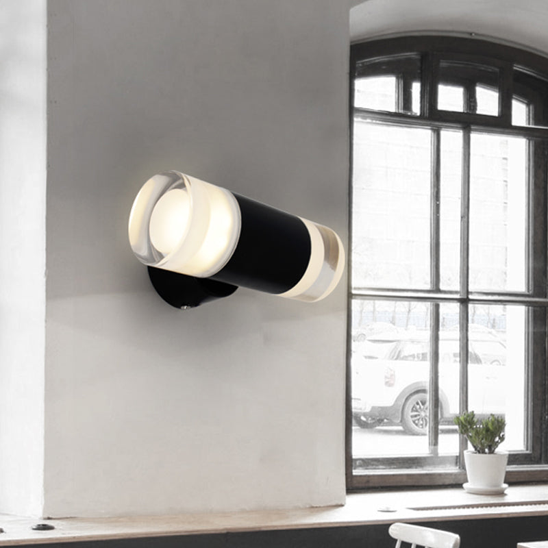 Metal tube wall light Minimalist 2 heads wall-mounted light in black for the living room