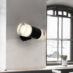 Metal tube wall light Minimalist 2 heads wall-mounted light in black for the living room