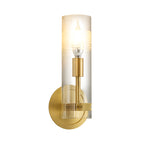 Modernism 1 Head Wall Light Brass Cylindrical Wall Mount Lighting with Clear Glass Shade