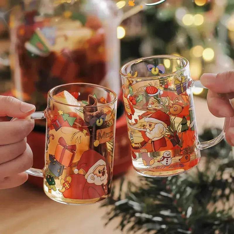 2025 Christmas Gift High Beauty Creative Cup Christmas Snowman Glass Cup High Temperature Resistant