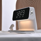 3 In 1 Bedside Lamp with Wireless Charger LCD Alarm Clock and Dimmable LED