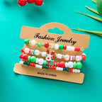 4pcs Christmas Snowman Handmade Beaded Bracelet set gift idea