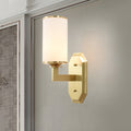 Modernist Cylindrical Wall Lamp Opal Glass 1 Lamp Wall Lighting Fixture in Gold with Metal Arm