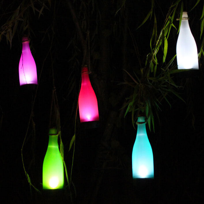 5 Piece Solar Wine Bottle Light Outdoor Decoration Plastic LED Hanging Light