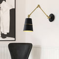 Metallic Conical Wall Light Modernist 1 Head Wall Mounted Lamp in White/Black with Adjustable Arm