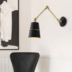 Metallic Conical Wall Light Modernist 1 Head Wall Mounted Lamp in White/Black with Adjustable Arm