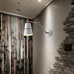 Metallic Conical Wall Light Modernist 1 Head Wall Mounted Lamp in White/Black with Adjustable Arm