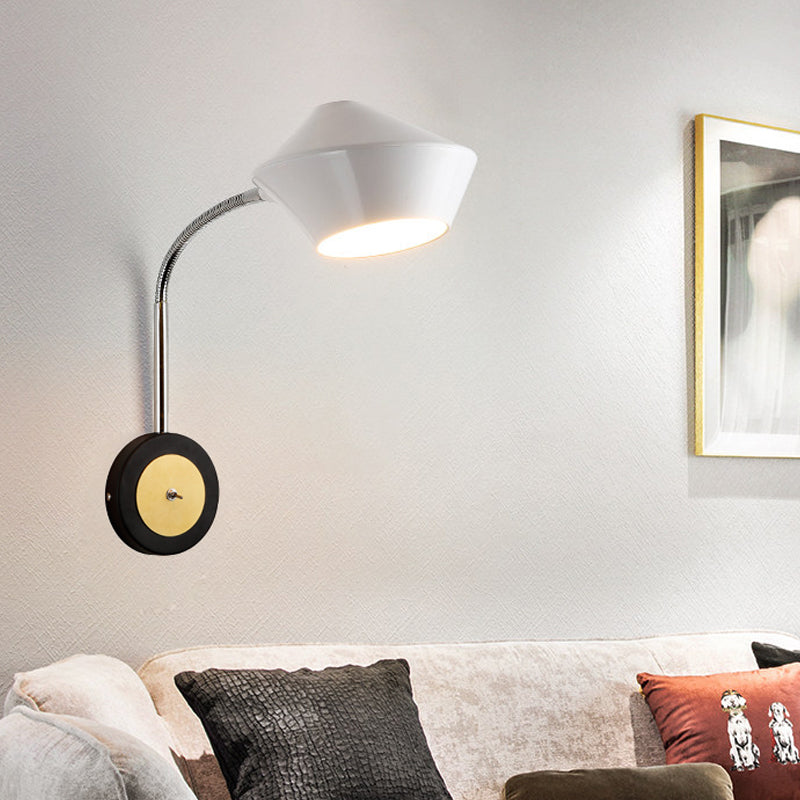 Urn Wall Light Contemporary Metal 1-Bulb Wall-Mounted Lighting in Black and White