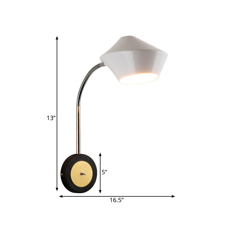 Urn Wall Light Contemporary Metal 1-Bulb Wall-Mounted Lighting in Black and White