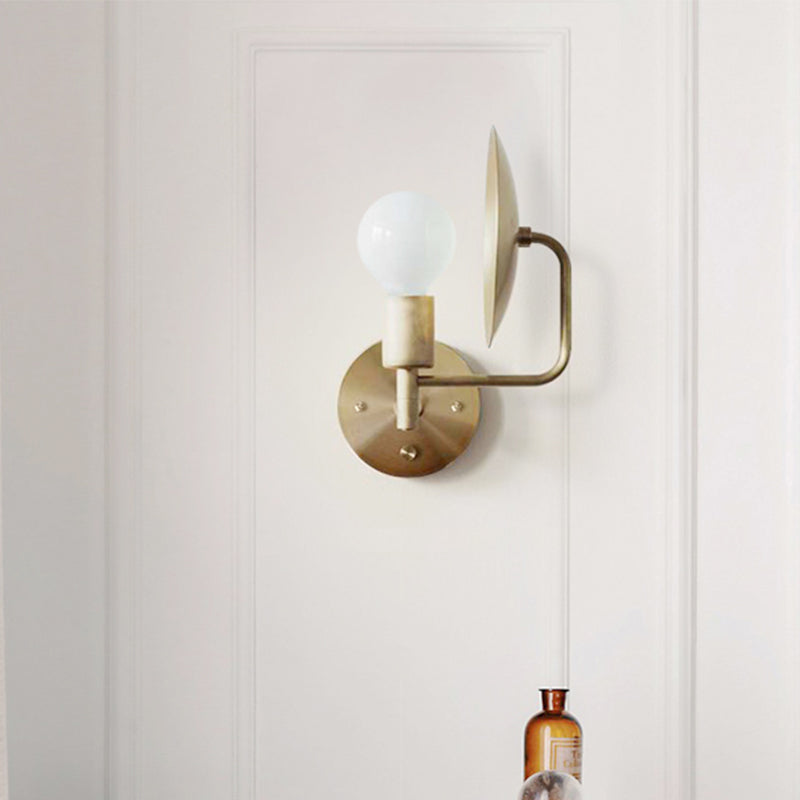 Modern Bare Bulb Metal Wall Lamp 1 Head LED Wall Light Fixture in Gold for the Living Room