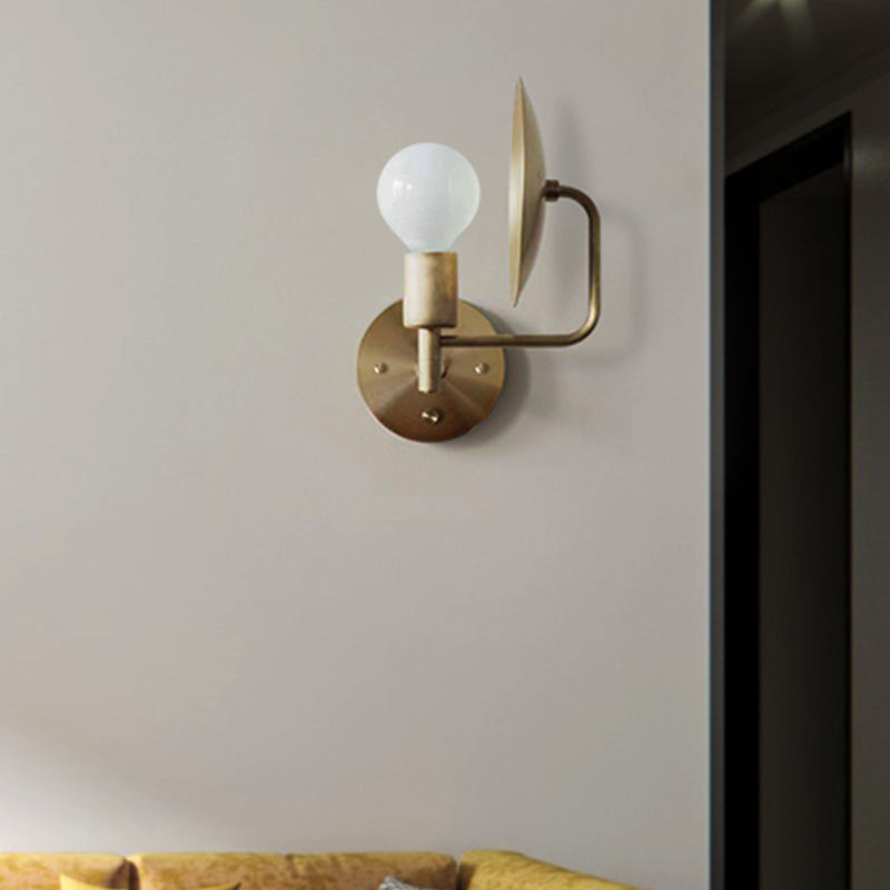 Modern Bare Bulb Metal Wall Lamp 1 Head LED Wall Light Fixture in Gold for the Living Room