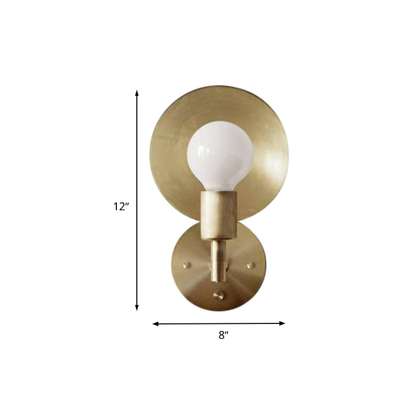 Modern Bare Bulb Metal Wall Lamp 1 Head LED Wall Light Fixture in Gold for the Living Room