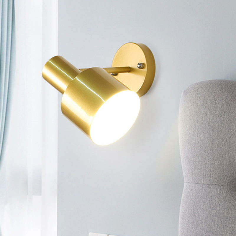 Simplicity 1-Bulb Wall Lighting Gold/Rose Gold Cylinder Wall Light with Metal Shade for the Bedroom
