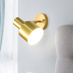 Simplicity 1-Bulb Wall Lighting Gold/Rose Gold Cylinder Wall Light with Metal Shade for the Bedroom