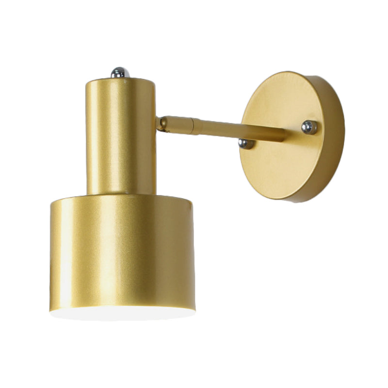 Simplicity 1-Bulb Wall Lighting Gold/Rose Gold Cylinder Wall Light with Metal Shade for the Bedroom