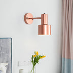 Simplicity 1-Bulb Wall Lighting Gold/Rose Gold Cylinder Wall Light with Metal Shade for the Bedroom