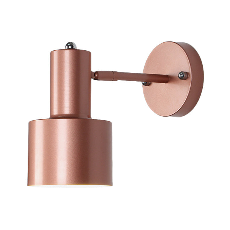 Simplicity 1-Bulb Wall Lighting Gold/Rose Gold Cylinder Wall Light with Metal Shade for the Bedroom