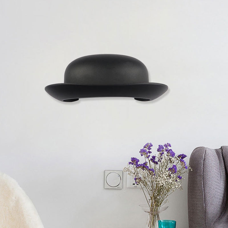 LED Bedroom Wall Light Modernism Black Wall Lighting with Hat Metal Shade in Warm/Natural Light