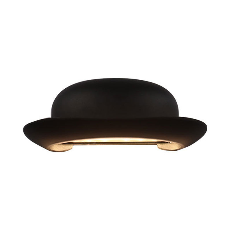 LED Bedroom Wall Light Modernism Black Wall Lighting with Hat Metal Shade in Warm/Natural Light