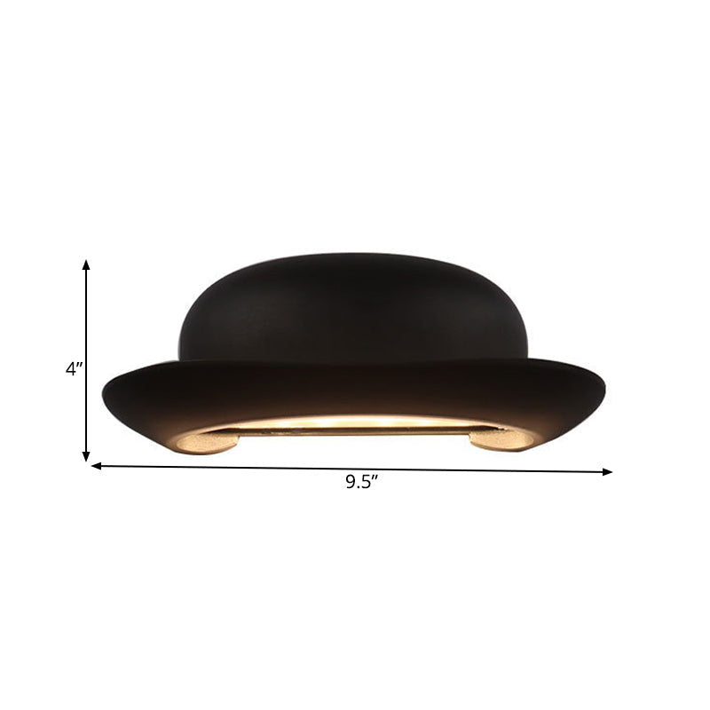 LED Bedroom Wall Light Modernism Black Wall Lighting with Hat Metal Shade in Warm/Natural Light