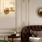 Crystal Glass Wall Light With Modern Arm Design