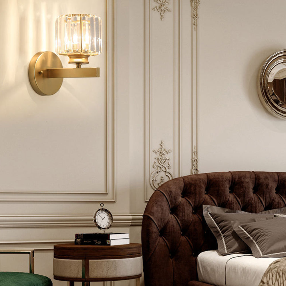 Crystal Glass Wall Light With Modern Arm Design