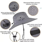 Wide Brim Solar Fan Outdoor Bucket Hat Solar & USB Charging