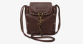 Vintage-style shoulder bags - Genuine brown leather crossbody shoulder bag - Portable handcrafted wallet