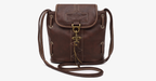 Vintage-style shoulder bags - Genuine brown leather crossbody shoulder bag - Portable handcrafted wallet